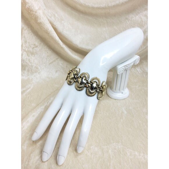 vintage coro silver tone shell design link bracelet - Picture 6 of 14